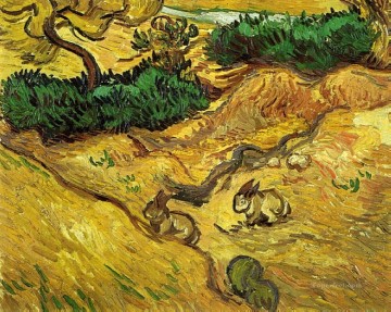 Field with Two Rabbits Vincent van Gogh Oil Paintings